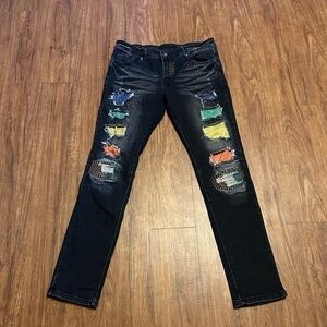 Creator create 2mrw black jeans 30 x 32 rhinestone distressing